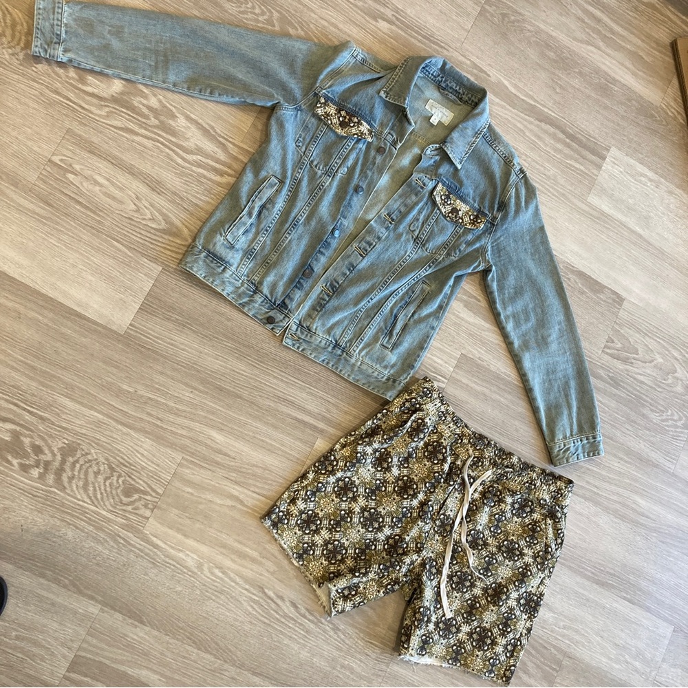Sun Stone Denim jacket and shirt set